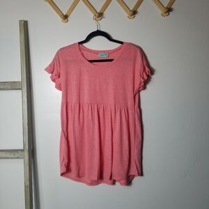 NWOT P.S. KATE WOMEN'S REDDISH PINK PEPLUM BLOUSE SIZE MEDIUM